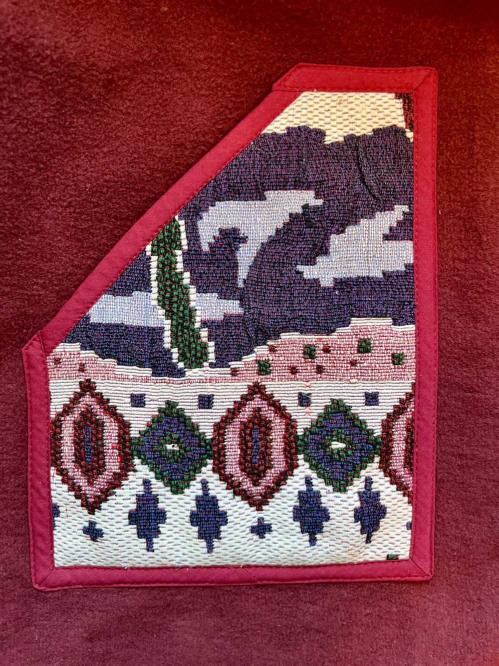 Galloping horses chore coat, reworked woven blanket, ladies' size L-2XL - Picture 8 of 16